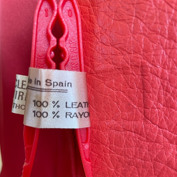 Leda Spain by Gropper Tangerine Leather Trench Coat with Gold Tone Accents - Picture 16 of 16